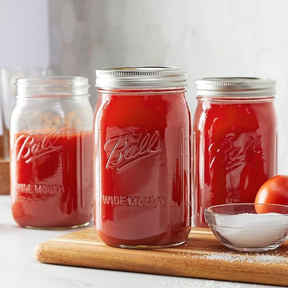 Ball Wide Mouth Clear Glass Canning Quart 32 Oz Mason Jars with Lids, 12 Pack