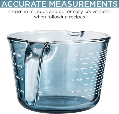 COOK WITH COLOR Glass Measuring Cups - Ideal for Cooking and Baking, Blue