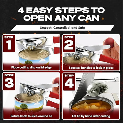 Chef-Master 2-Pack Heavy Duty Can Opener with Anti-Slip Grip, Manual Handheld for Large Cans