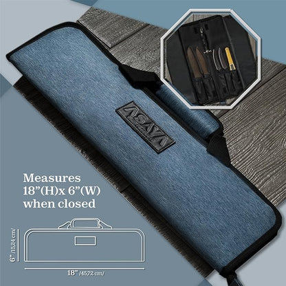 Asaya Chef Knife Roll Bag - 12 Pockets for Knives and Kitchen Utensils - Lightweight, Durable, and Stain Resistant Nylon - Perfect for the Traveling Chef - Knives not Included
