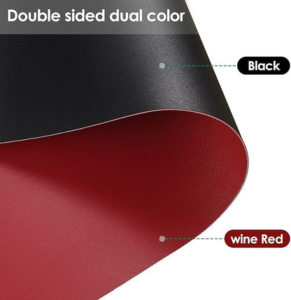 Leather Dresser Cover,1.8mm Thick,10x43 Inch,Dresser Protector Top,Dresser Top Protector,Dresser Cover Top,Dresser Top Cover,Dresser Cover Top for Bedroom.(Black+Wine Red,10x43)
