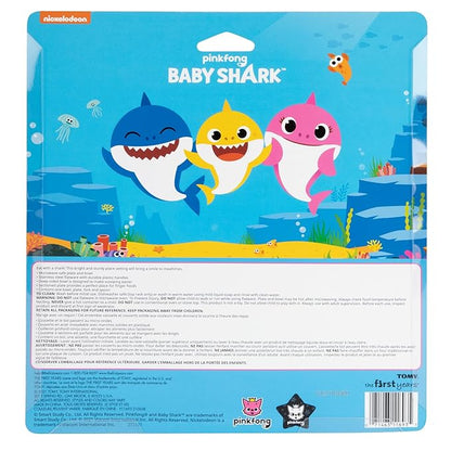 First Years Baby Shark Toddler Dinnerware Set - Includes Plate, Bowl, Fork and Spoon - 4 Count, Blue