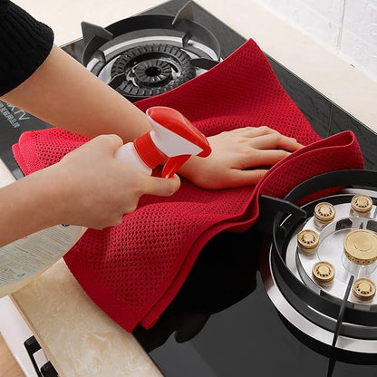 Homaxy 100% Cotton Waffle Weave Kitchen Dish Towels, Ultra Soft Absorbent Quick Drying Cleaning Towel, 13 x 28 Inches, 6-Pack, Red