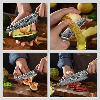 Wakoli NIT 3-Piece Kiritsuke Knife Set – Professional Damascus Kitchen Knives | 67-Layer VG10 Core Steel | Ergonomic G10 Handles | Japanese-Style Chef Knife Set in Wooden Gift Box