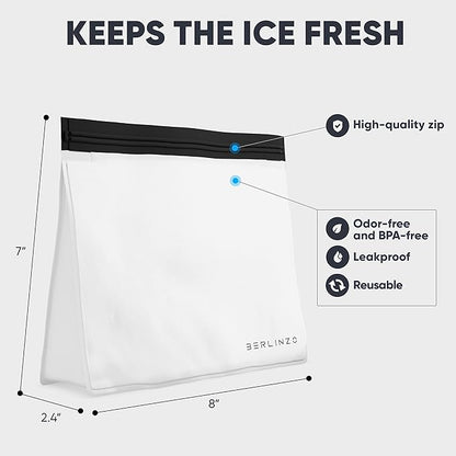 Berlinzo Reusable Ice & Food Storage Bag - Freezer Safe, Leakproof, BPA-Free Silicone, Plastic-Free Lunch Bag - One Bag