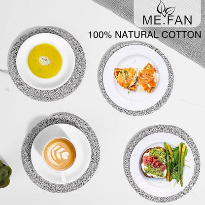 ME.FAN 7 Inch Trivets/Potholders 4 Set Cotton Thread Weave Trivets for Pots and Pans - Large Coasters/Hot Pads to Protect Desktop & Countertop - Mix Deep Coffee