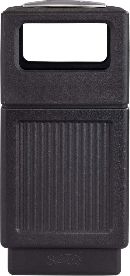 Safco Canmeleon Trash Can, 38 Gallons, Indoor and Outdoor Use, Durable & Weather-Resistant Commercial Garbage Can with Ashtray, Black