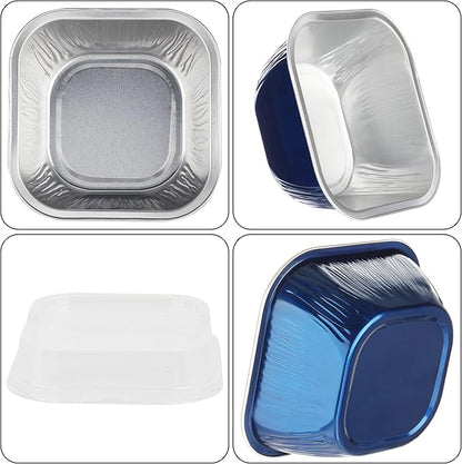 30PCS 7.8OZ Mini Cake Pans with Lids - Individual Cupcake Containers for Birthday Party, Navy Blue