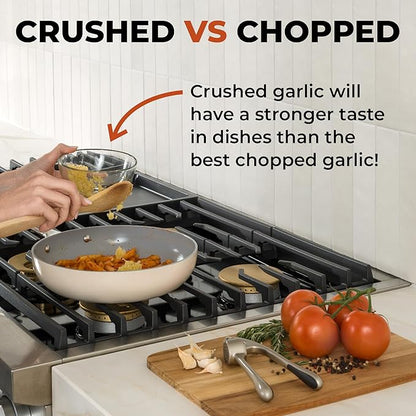 Zulay Kitchen Premium Garlic Press - Durable Garlic Masher with Soft, Easy to Squeeze Handle - Garlic Mincer Tool - Sturdy Easy to Clean Garlic Crusher (Silver)
