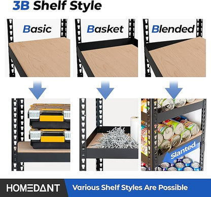 HOMEDANT 5 Tier Laminated Boltless Metal Shelving Unit Adjustable Garage Storage Utility Rack Heavy Duty Shelves Organization Multipurpose Shelf Warehouse Pantry Shed 35.9" W x 18.2" D x 71.3" H 4Pack