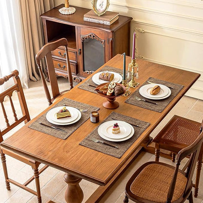 KXN Placemats Set of 6, Dual-Layer Thickened Faux Linen Table Mats, Heat Resistant & Wrinkle-Free, Machine Washable Cloth Place Mats for Kitchen Dining Indoor Outdoor (Burlap)