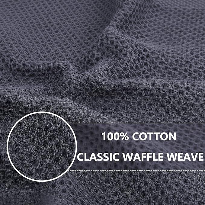Homaxy 100% Cotton Waffle Weave Kitchen Dish Towels, Ultra Soft Absorbent Quick Drying Cleaning Towel, 13 x 28 Inches, 24-Pack, Mixed Color