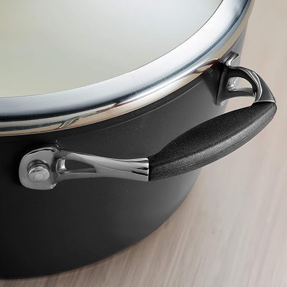 Tramontina Gourmet Ceramica Deluxe Aluminum Deep Skillet with Lid, Non Stick Frying Pan with Ceramic Interior, 11-inch, Metallic Black, Made in Italy