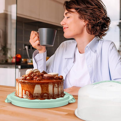 Tribello Extra Large Cake Storage Container, Cake Carrier With Handle Holds Cake 12 X 12 X 5 (Mint Green)