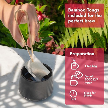 Vital Bloom Hibiscus Tea, 120 Tea Bags, 100% Natural Hibiscus Flowers, Caffein Free, Hot or Cold Brew Herbal Tea, Bleach Free Tea Bags, Non GMO (Free Bamboo Tongs included)