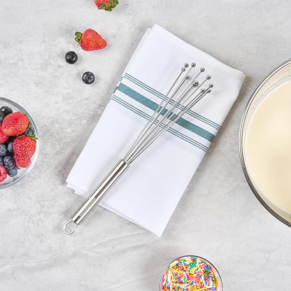 Restaurantware-German Standard 10.6 Inch Ball Whisks, 6 Dishwashable Kitchen Whisks - Ergonomic Handle, Durable, Stainless Steel Manual Egg Beater, Suitable For Whisking, Stirring, Mixing, Beating