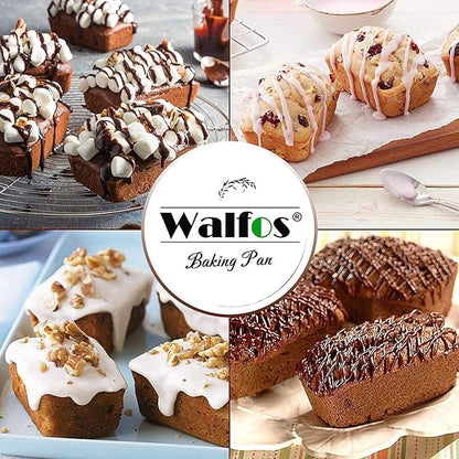 Walfos Silicone Loaf Pan - Non-Stick Silicone Bread Pan, Just PoP Out! Perfect for Bread, Cake, Brownies, Meatloaf, BPA Free & Dishwasher Safe (Mini Loaf Pan, 1 Pack:6 Cavities)