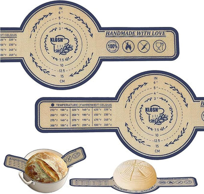 Silicone Bread Sling for Dutch Oven, 2 Pack (8" Round) – Non-Stick & 500°F Heat Resistant Sourdough Mat, Easy to Clean, Reusable Food-Grade Sourdough Slings – Fits 5 qt and up Dutch Ovens