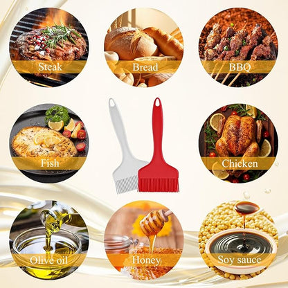 Large Silicone Basting Pastry Brush, Limso 2 PCS Heat Resistant Food Brush, Cooking Brush Suitable for BBQ Grill and Baking, Dishwasher Safe (2 Colors)