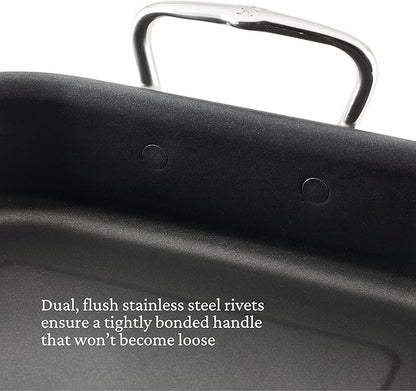 Hestan Provisions – 14.5" Classic Clad Nonstick Roasting Pan with Stainless Steel Rack