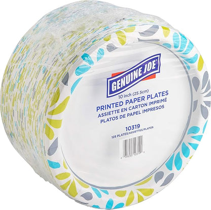 Genuine Joe Printed Paper Plates, 10" (Pack of 500)