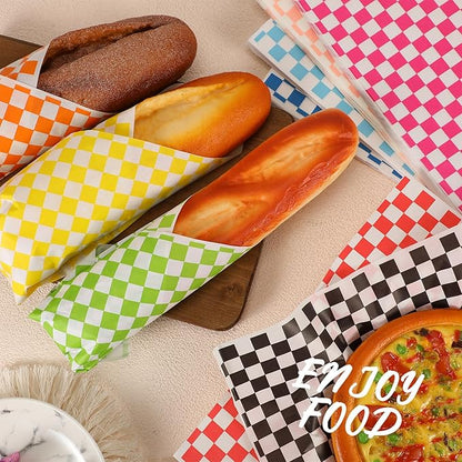 Fulmoon 1200 Sheets Waxed Deli Paper Sheets Sandwich Wrap 12 x 12 Inch Plaid Checkered Sandwich Liners, Food Basket Liner Deli Wrap Wax Paper for Wrapping Bread BBQ Picnic