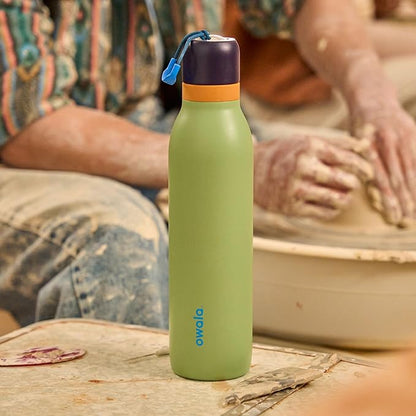Owala FreeSip Twist Insulated Stainless Steel Water Bottle with Straw for Sports and Travel, BPA-Free, 18-oz, Blue/Green (Camo Cool)