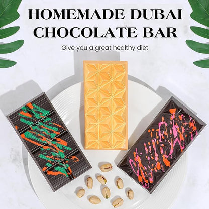 1 Inch Chocolate Bar Mold Deep Dubai Stuffed Chocolate Molds Silicone Large Break Apart Silicone Molds (Mix,2 Pcs）