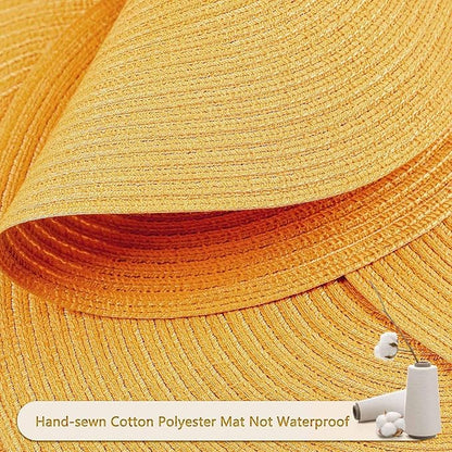 FunWheat Round Braided Placemats Set of 6 Place mats for Dining Tables Woven Heat Resistant Table Mats 15 inch (Yellow,6pcs)