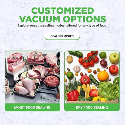 NutriChef Automatic Food Vacuum Sealer Machine - Electric Air Sealing Preserver with 5 Reusable Bags, LED Controls, High-Power Suction, for Dry & Moist Foods, Stainless Steel Housing