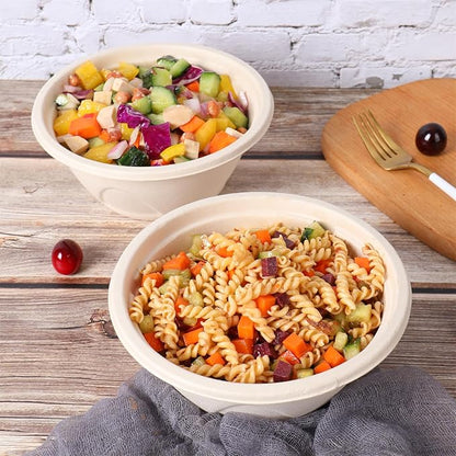 33 oz Disposable salad bowls with lids, Sugarcane Fiber Paper Bowls take away food containers Plant Fibers Freezer Safe 50 Pack