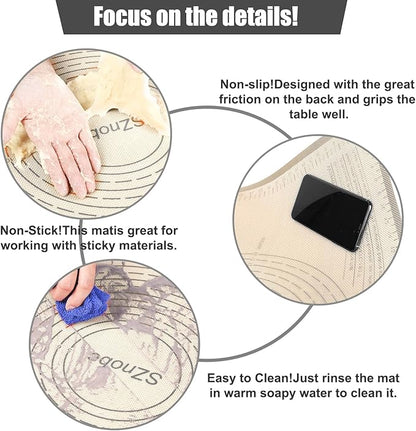 Non-slip Silicone Pastry Mat 28X20 inches Baking Mat with Measurement, Perfect for Dough, Pastry, Pie Crust, Fondant, Cookies, Bread, Pasta, Pizza, Food Grade Kitchen Counter Mats