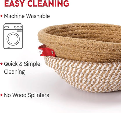 KneadAce Cotton Rope Banneton Bread Proofing Basket Set, 2 x Round Bread Basket with Liners & Covers for Artisan Bread Baking, Sourdough Bread Baking Supplies