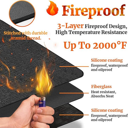 42 X 30 inches Hearth Rugs for Fireplaces Fire Resistant / Gas Grill Splatter Mat Fireproof Waterproof Oil-Proof, Fireproof Mat Heat Resistant BBQ Floor Mat Protect Mat Floor Protective Rug Reusable