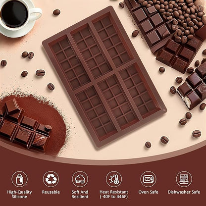 Silicone Chocolate Bar Mold - Non-Stick Durable Deep Dubai Chocolate Molds for Candy Bars, Dubai Pistachio, Energy & Protein Bars (10 Snap), Dishwasher Safe