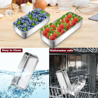 LIANYU 2 Pack Stainless Steel Bread Pan Set for Baking, 1 Large (12x5 Inch) & 1 Medium (9x5 Inch) Loaf Pans, Non Toxic Metal Bakeware for Meatloaf, Sourdough Bread, Lasagna, Oven & Dishwasher Safe