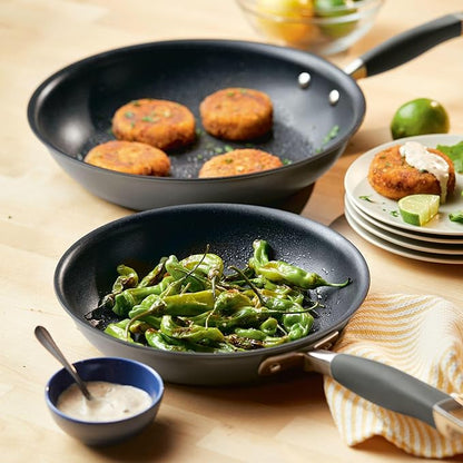 Anolon Advanced Home Hard-Anodized Nonstick Skillets (2 Piece Set- 10.25-Inch & 12.75-Inch, Moonstone)
