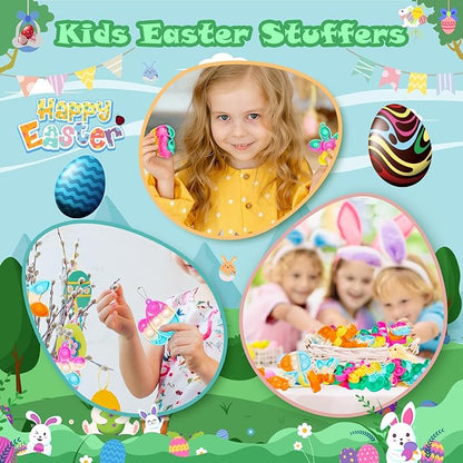 Easter Pop Fidget Toys Bulk Its 24 Pack Easter Party Favors for Kids Easter Egg Fillers Basket Stuffers Mini Pop Keychain It Goodie Bag Stuffers Fidgets for Classroom Prizes Kids Party Supplies Gifts