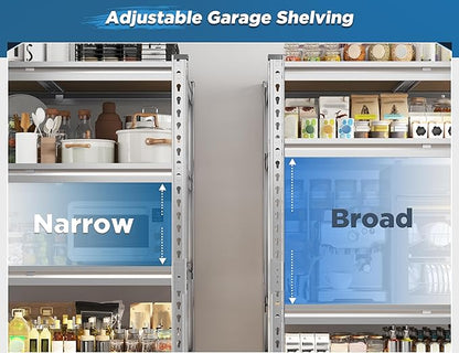 REIBII Garage Shelving, 4 Tier Storage Shelves Load 2000LBS, Adjustable Garage Shelving Heavy Duty, Metal Shelves Unit for Basement, Warehouse, 48" W x 60" H x 18" D, Galvanized