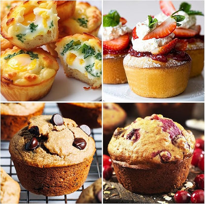 CAKETIME Large Muffin Pan, Metal Reinforced Frame 3.5 Inch Jumbo Silicone Muffin Pan Nonstick 6 Cups for Baking Jumbo Muffin, Frittatas, Jumbo Cupcakes 2 Pack