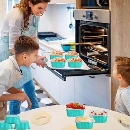 30PC 10oz Square Cake Pans with Aluminum Foil Lids for Baking & Party, Blue