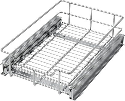 Pull Out Cabinet Organizer 11" W X 17" D, Slide Out Drawers For Kitchen Organizers and Storage, Pull Out Drawers For Cabinets Capacity Heavy Duty Caddy, Cabinet Shelves Chrome-Plated, Bathroom Pantry