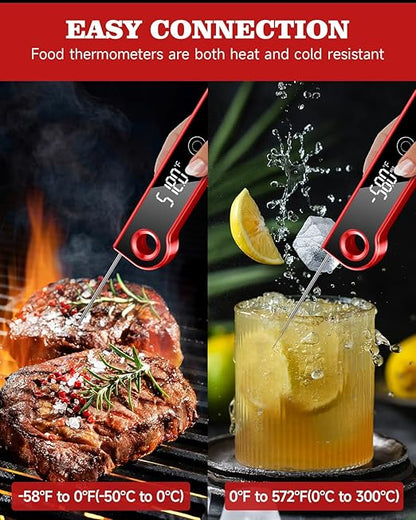 2025 Meat Thermometer Digital, ±0.5°F Accuracy Instant Read Thermometer180° Rotating Display, Calibratable and Auto Off, IP67 Waterproof Food Thermometer for Cooking,Grill,Oil Deep Fry, Brewing,Candy