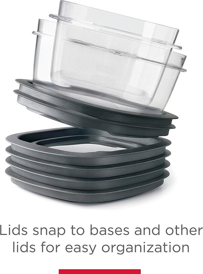 Rubbermaid Premier Food Storage Container, 10 Piece Set, Grey, BPA-Free, Microwave & Dishwasher Safe
