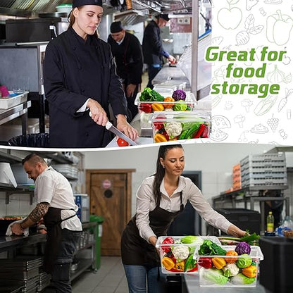 2 Pack 5 Gallon Polycarbonate Food Storage Box 18 x 12 Inch Commercial Food Storage Container Clear Vegetable Fruit Food Safe Storage Tote for Kitchen Restaurant Cafeteria