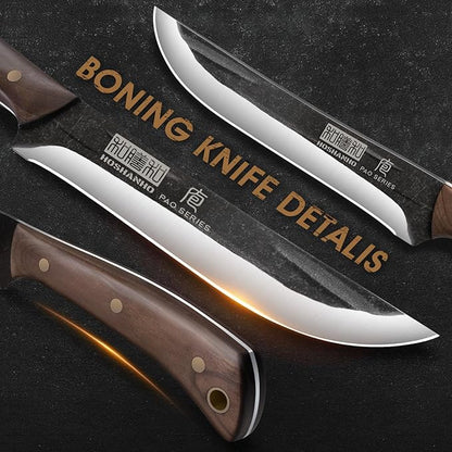 HOSHANHO 6.7 Inch Boning Knife for Meat Cutting, Super Sharp Fillet Knife for Fish, High Carbon Steel Hand Forged Butcher Knives for Brisket Trimming, BBQ, Camping