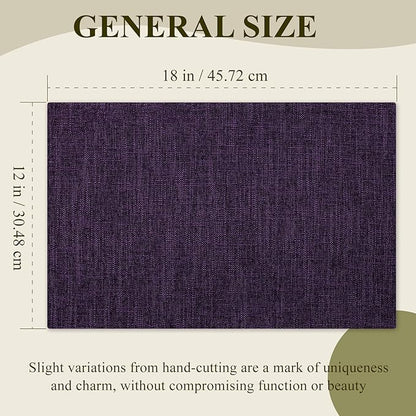 KXN Placemats Set of 6, Dual-Layer Thickened Faux Linen Table Mats, Heat Resistant & Wrinkle-Free, Machine Washable Cloth Place Mats for Kitchen Dining Indoor Outdoor (Purple)
