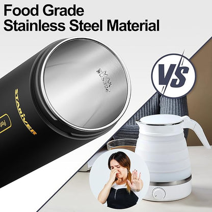 Travel Electric Kettle, Portable Small Electric Kettle for Tea Coffee, Hot Water Kettle with 4 Temperature Controls and Keep-warm, 304 Stainless Steel Auto Shut-Off & Boil Dry Protection