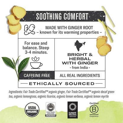 Numi Organic Tea Decaf Ginger Lemon, 100 Count Box of Tea Bags, Decaf Green Tea (Packaging May Vary)