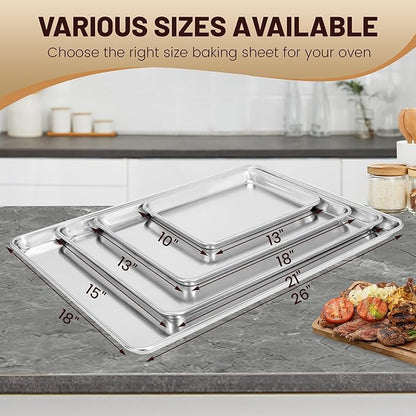 12 Pack Half Size Baking Sheet Pan Aluminum Commercial Pan for Oven Freezer Bakery Hotel Restaurant 13" × 18"